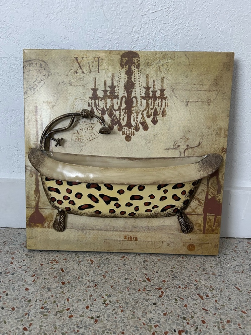 Metal Leopard Clawfoot Bath Wall Art